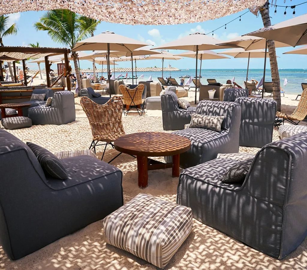 Loungers at the beach club
