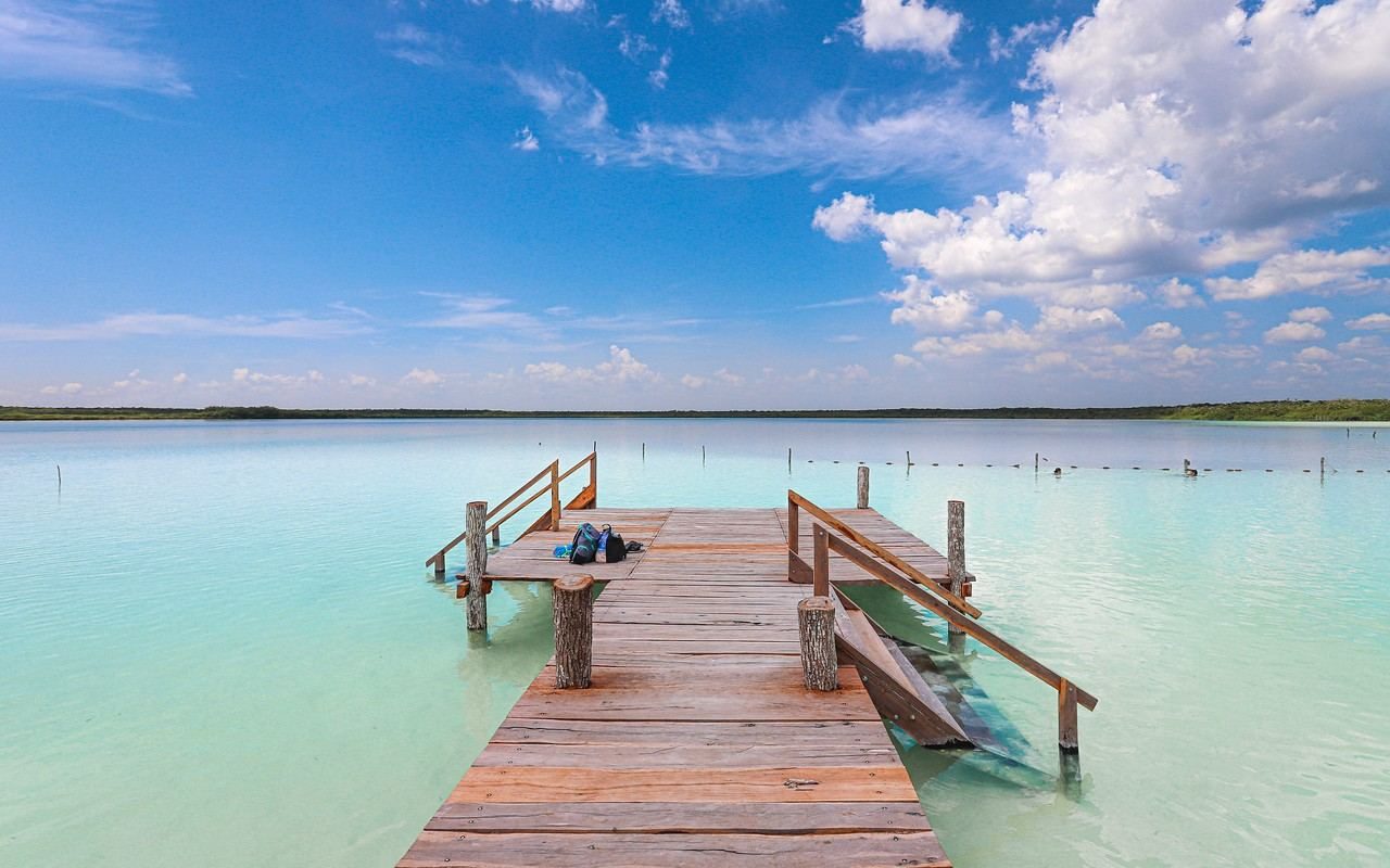 A wooden dock into the lagoon
