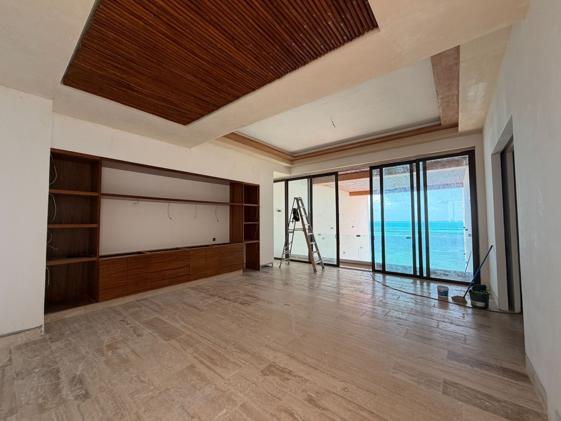 Penthouse living room, sea beyond